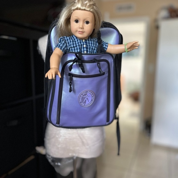 American girl carrier, Gray and Black Backpack with Purple Logo - Picture 4 of 5